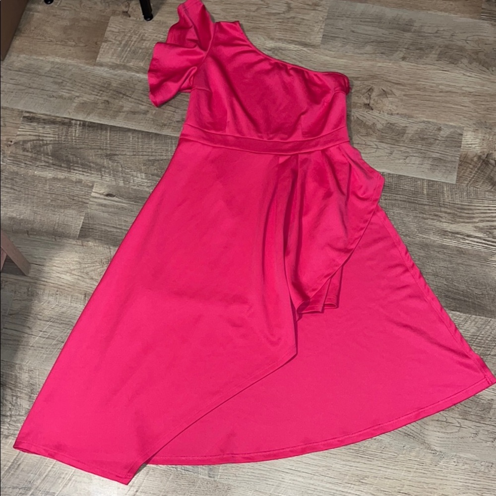 Pink One-Shoulder Dress Large